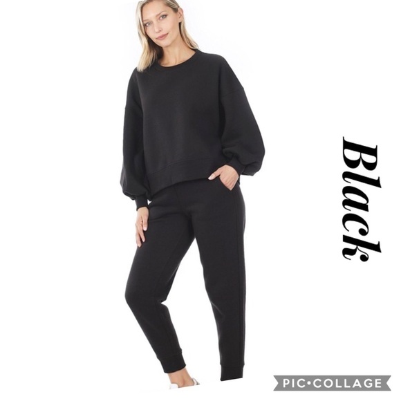 Dusty Teal or Black Two Piece Sweatshirt & Pants - Picture 2 of 5